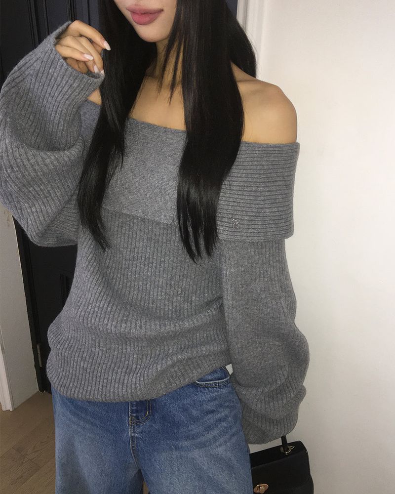 [ORIGINAL] DARE Off-Shoulder Rib Knit