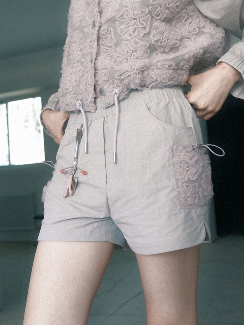Lace Cargo Pants (Grey)
