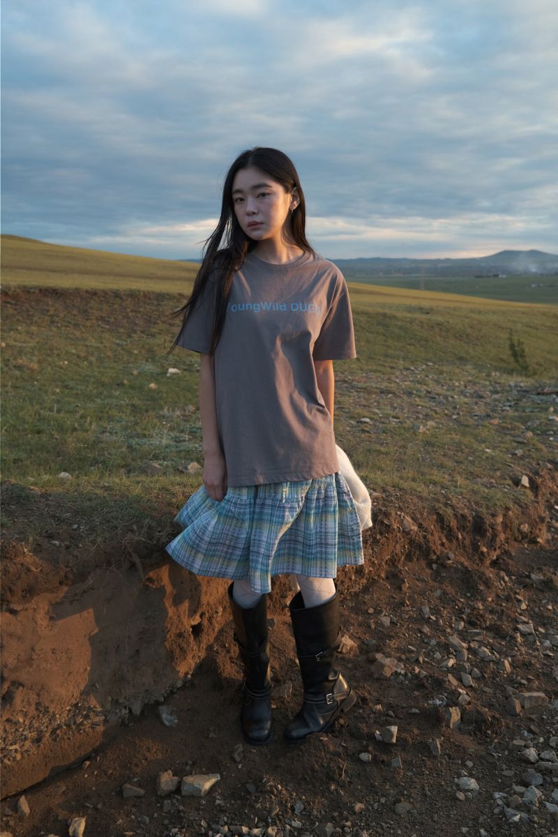 Kindergarten check skirt (2color)
