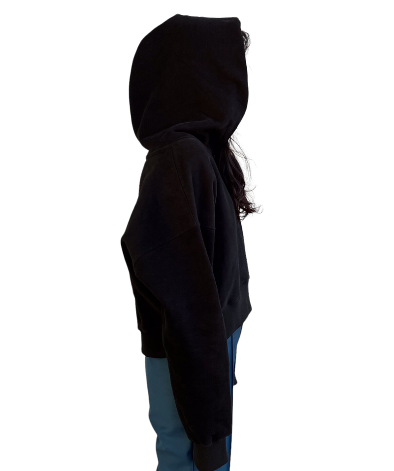 プリントクロップドフーディ / Print Cropped Hoodie-BLACK