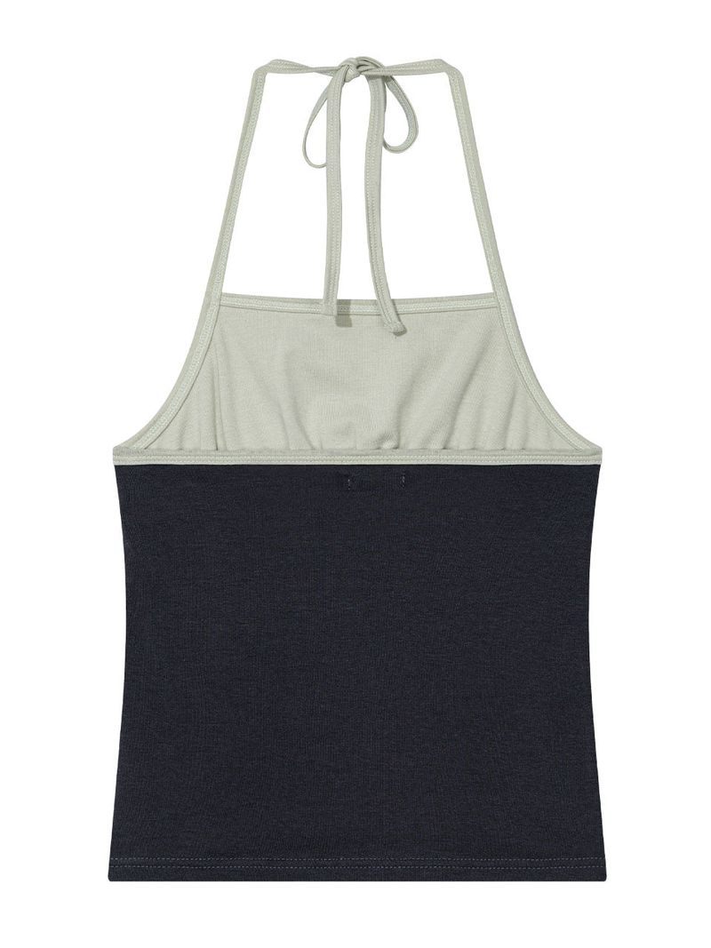 SHIRRING CONTRAST TANK TOP(MINT)