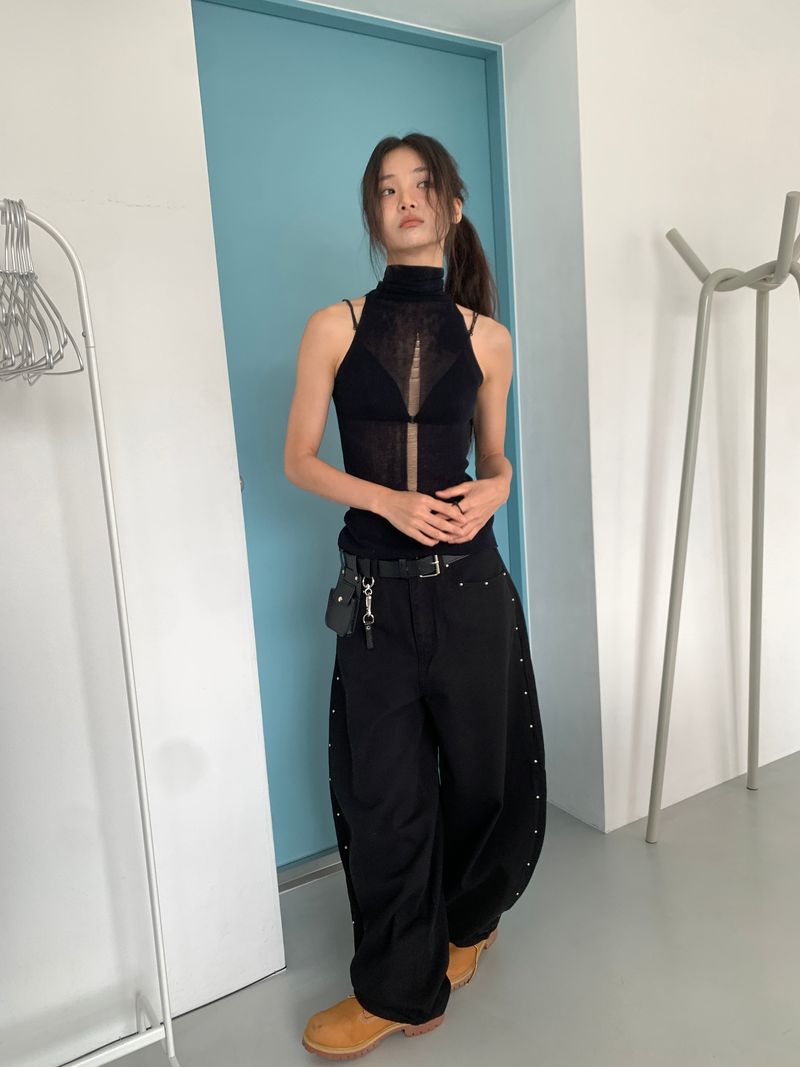 SEE-THROUGH HALTER SLEEVELESS (4C)