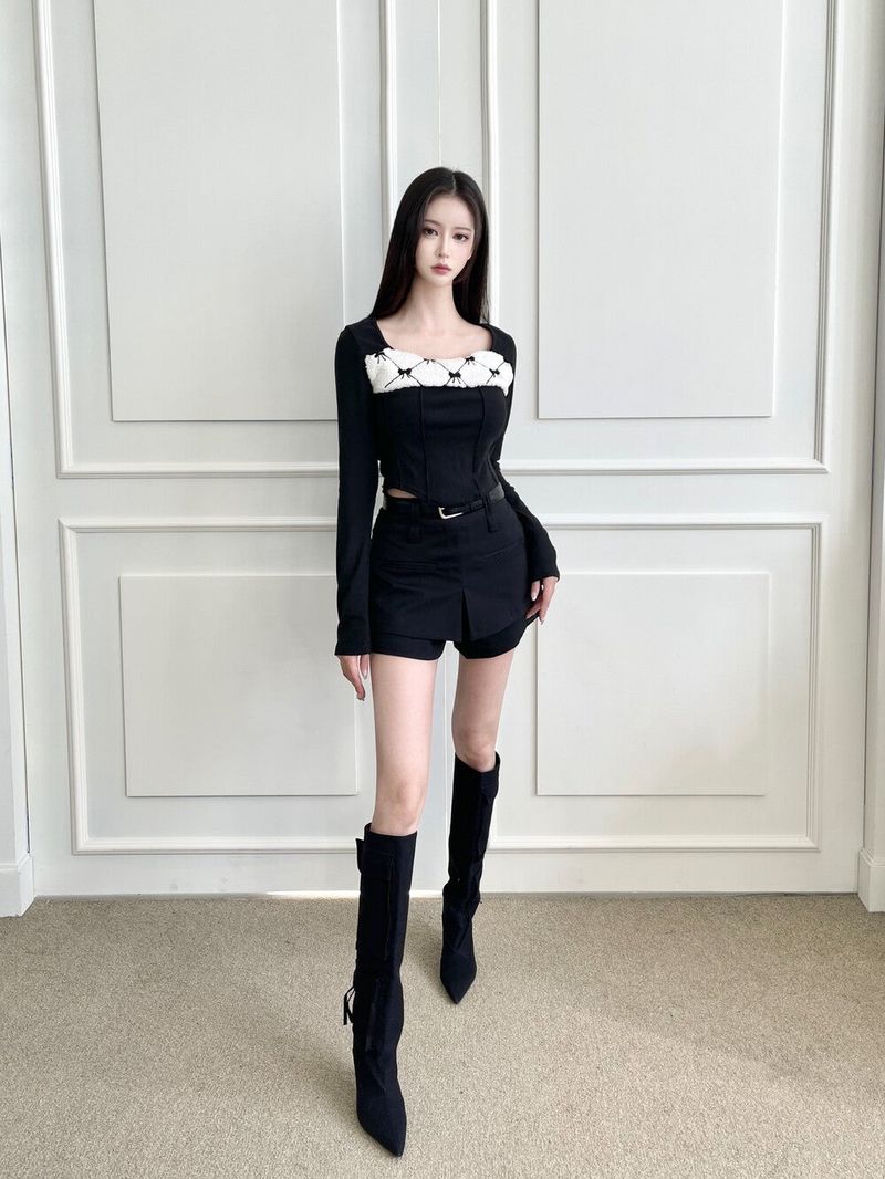 1111. Wrap slit belt mini sk (2color)
