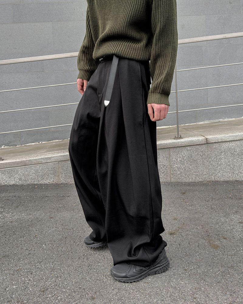 Ian Double-Pleat Wide Slacks