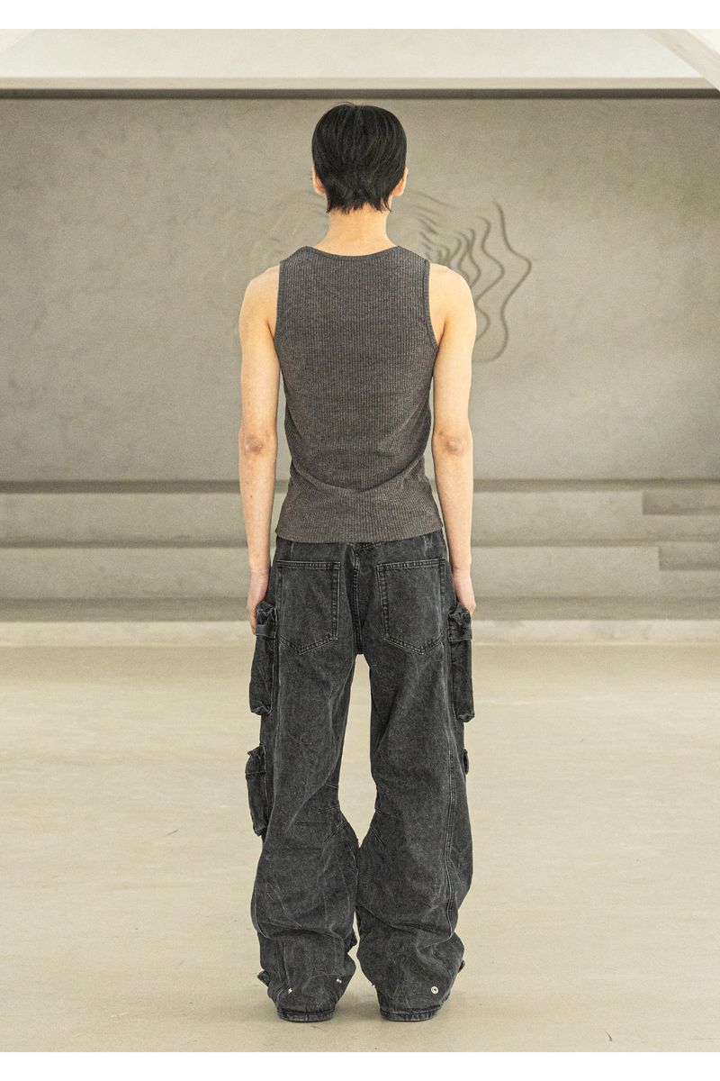 M6X SNAP CARGO DENIM PANTS MSFJP001-BK