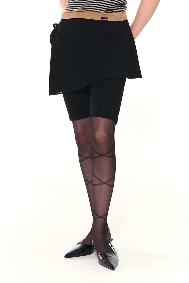BIKER LAP SKIRT SHORTS (BLACK)