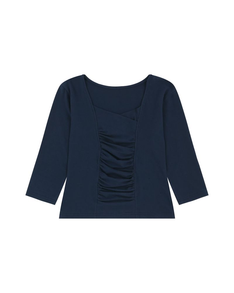 aldiyouu（アルディユー）の「Sqare neked baby tee - Navy（Tops）」