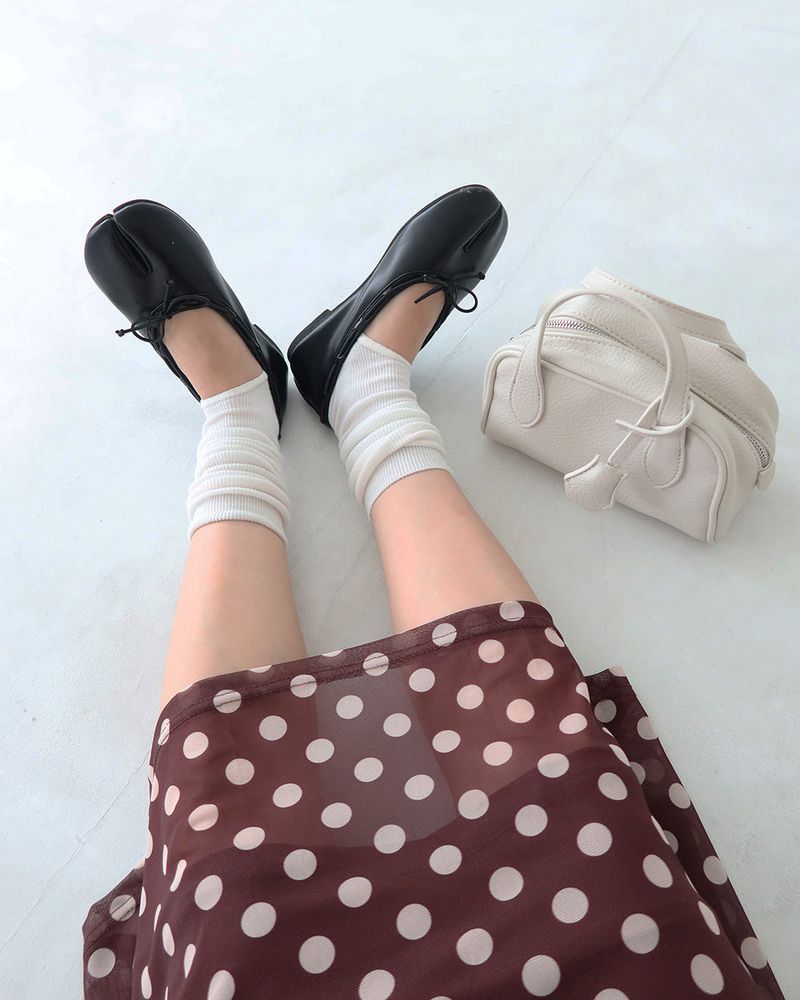 Chocolat Ribbon Dot Midi Skirt