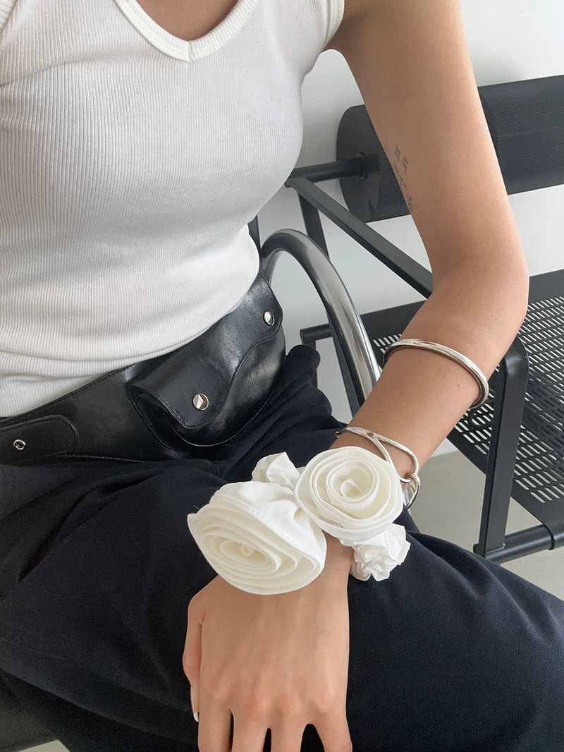 Cotton hand made rose scrunchie (3color)
