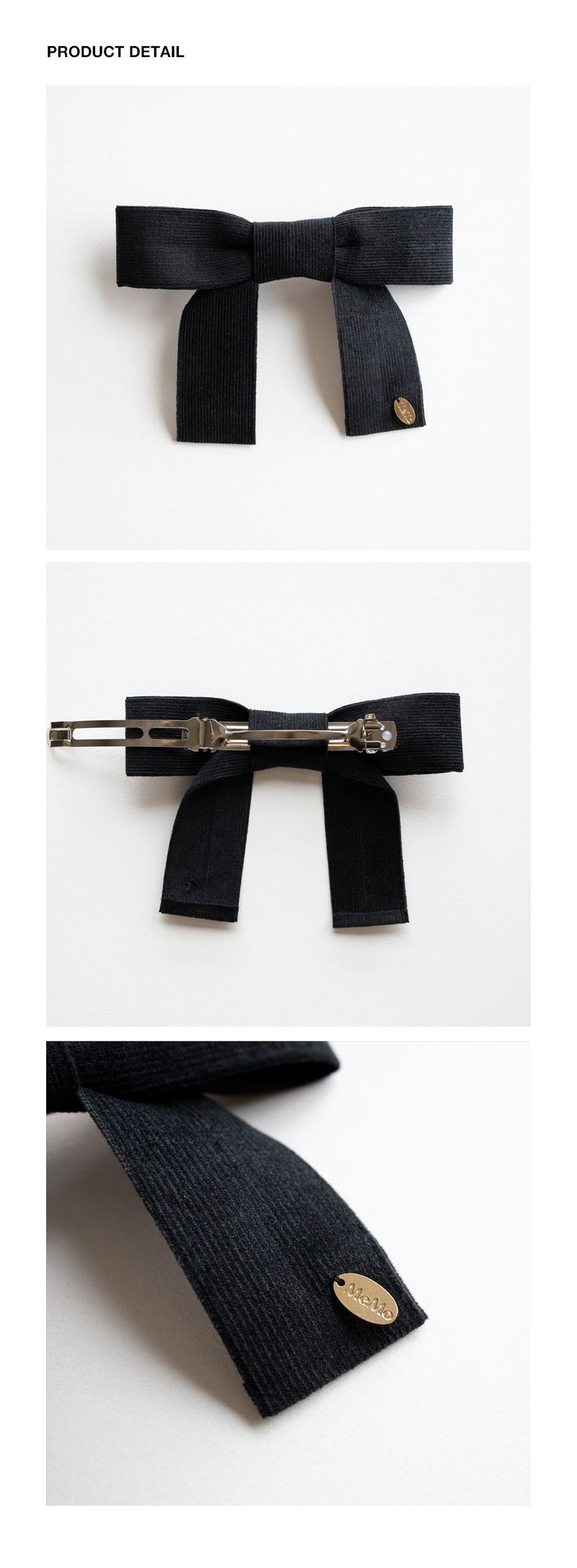  Black corduroy ribbon hairpin