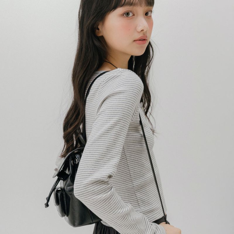mellotory(メロートリー)の「STRIPE COMBI BURTON T-SHIRT (GRAY)(Tops)」