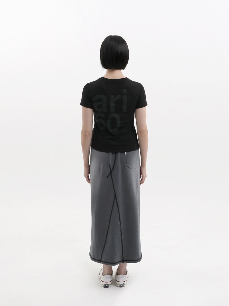 BASIC DAMAGE WASHING DENIM SWEATSKIRT (BLACK)