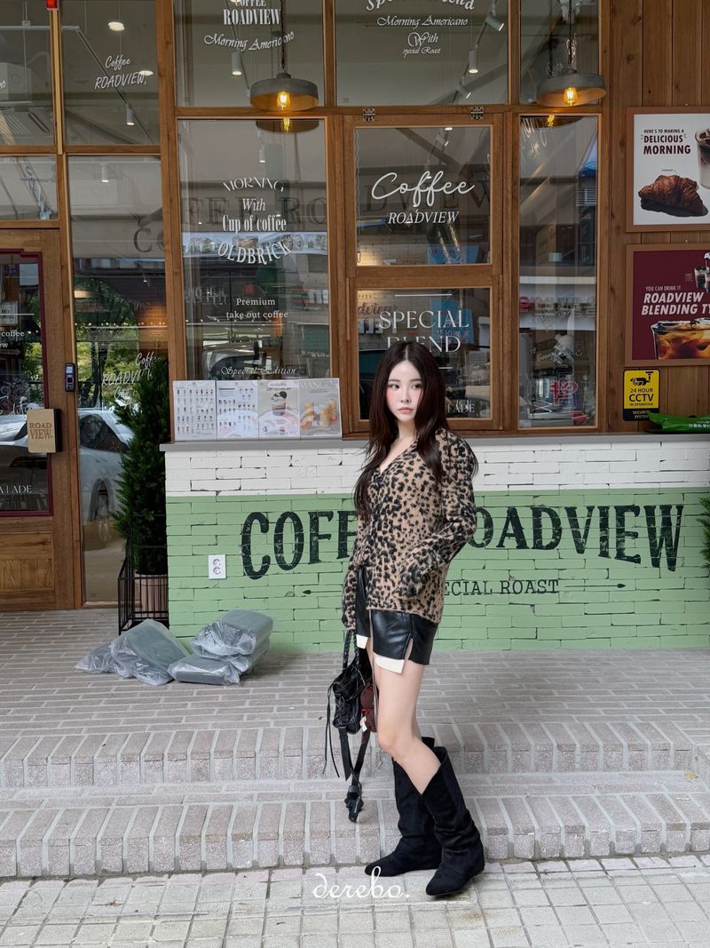 Mohair Leopard Loose Fit Cardigan
