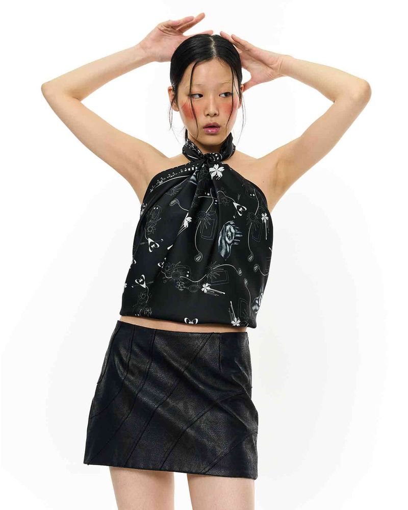 JOMO Motif Square Scarf _ Black