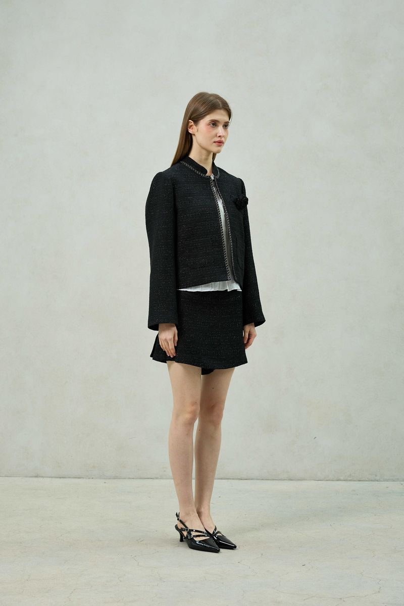 AGLOW TWEED JACKET / BLACK