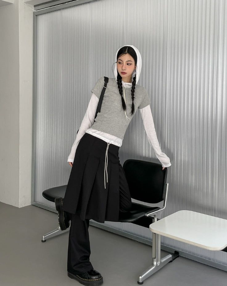 Epic Layered Pleated Skirt Pants