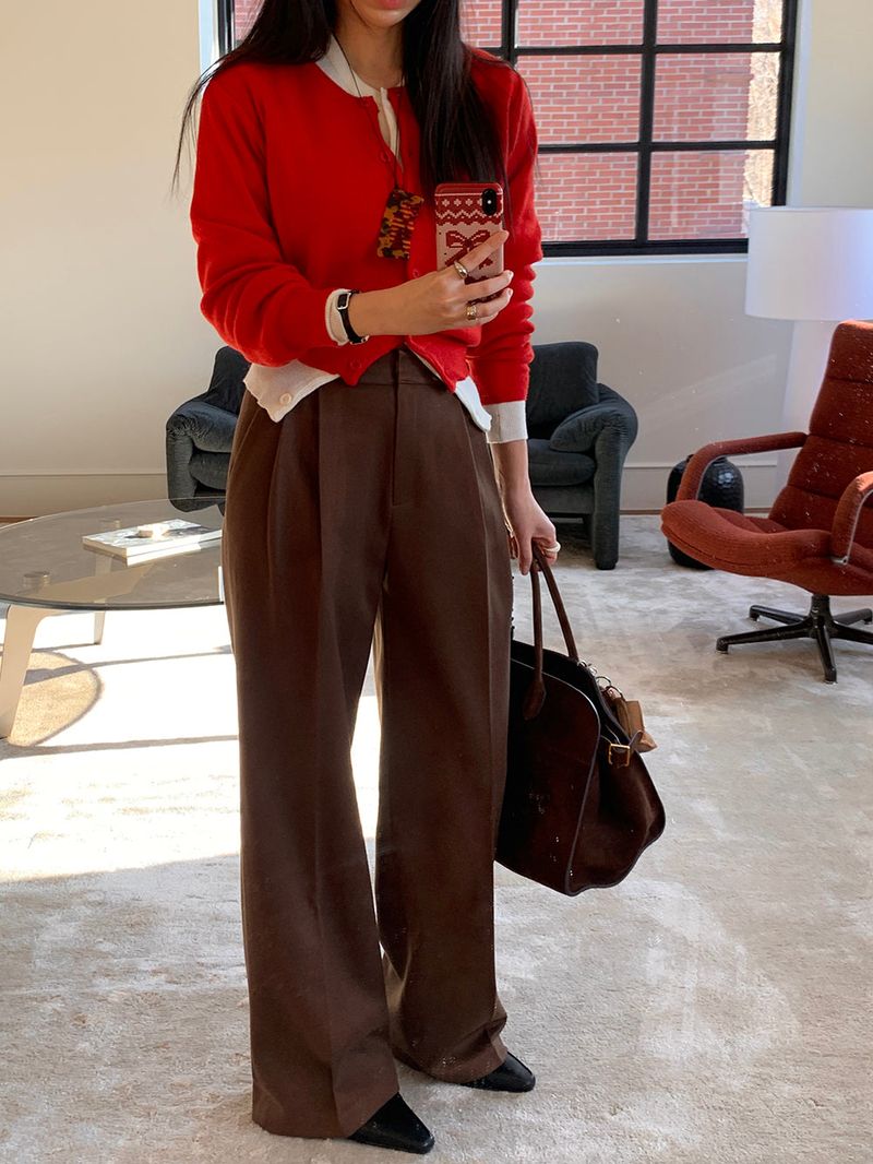 [MADE] [Wool Napping] Winter Warm Pintuck Wide Slacks