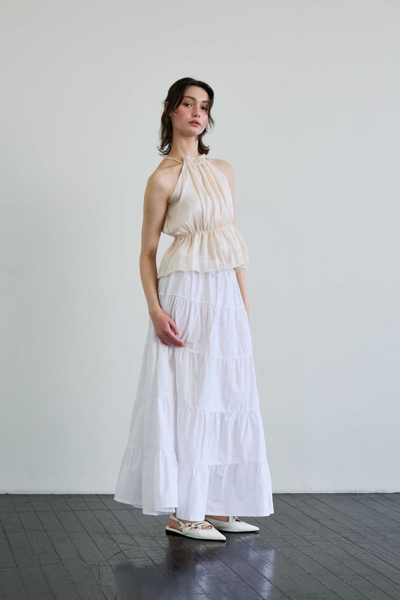 PEARL HALTERNECK TOP / IVORY