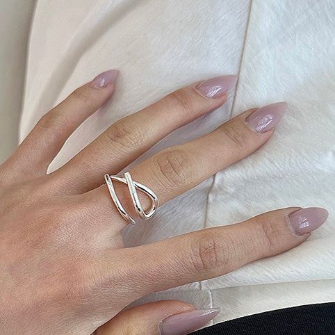 [925silver] Wave frame ring