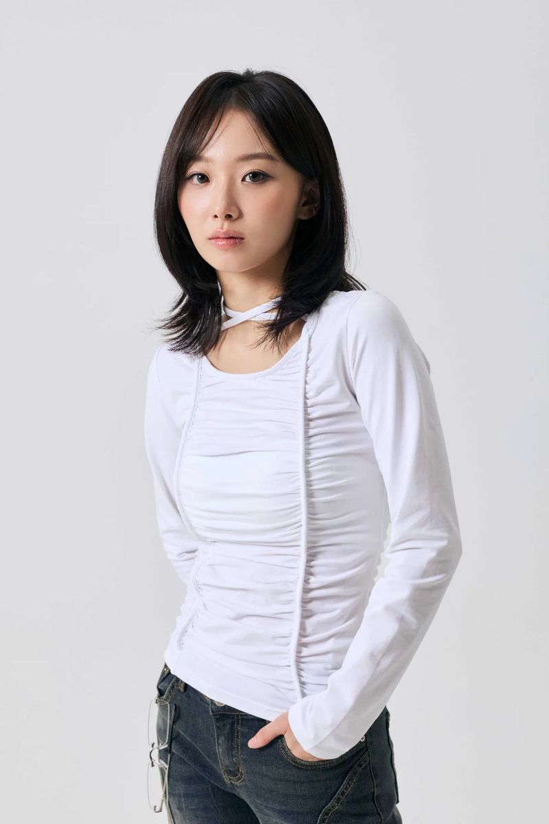 LISE SHIRRING TOP / WHITE