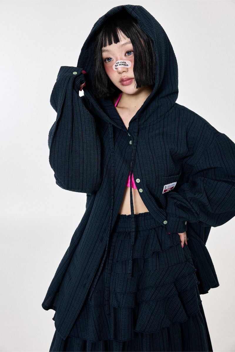 チェックフーディシャツNavy