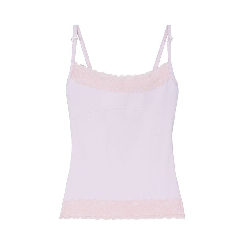 [MADE] Heart-Drop Lace & Cubic Heart Camisole