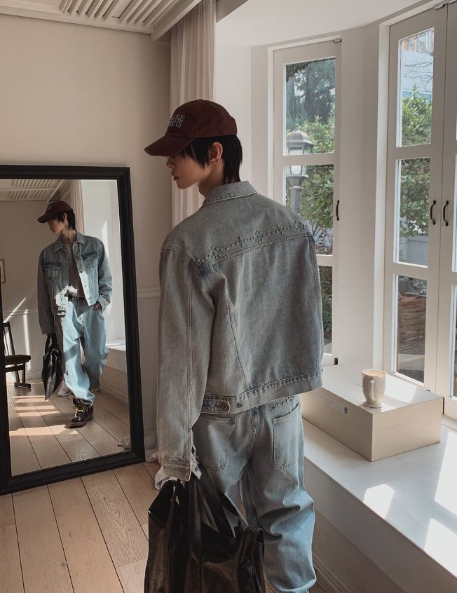 Royce Studded Denim Jacket Pants Set
