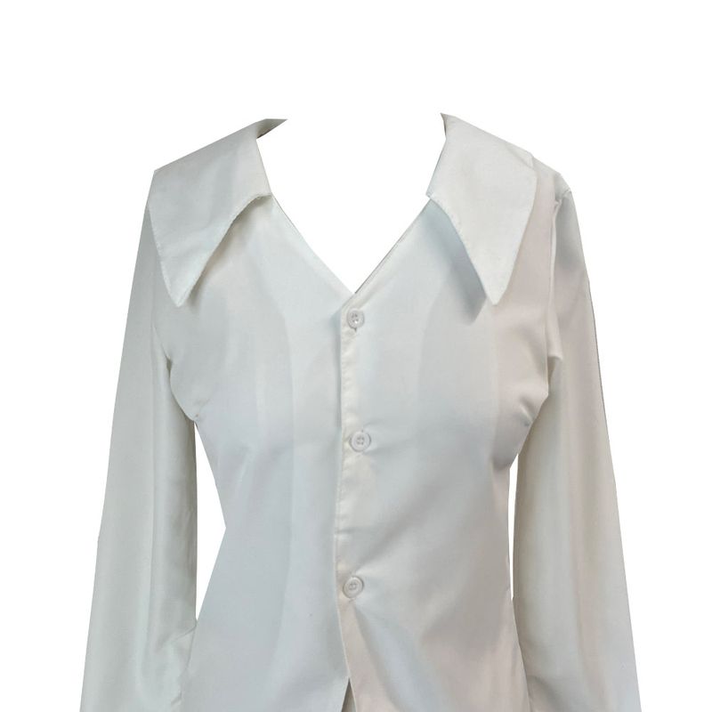 Opening V-neck basic silhouette long sleeve shirt (2 colors)