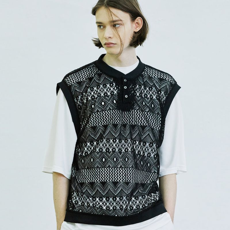 S SY（エスエスワイ）の「crochet rip vest black（Tops）」