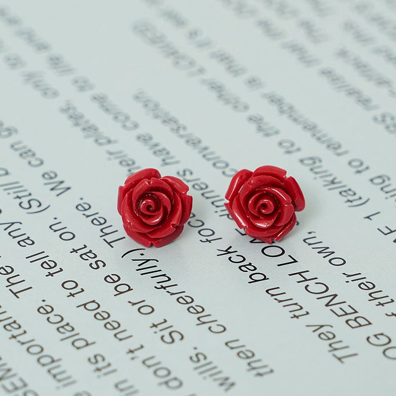 rose formica earring - red