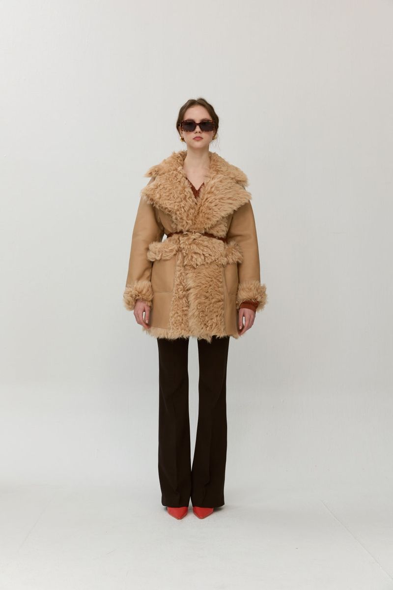 Reversible shearling coat