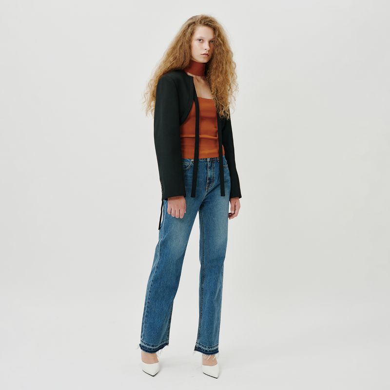 Deep blue semi wide jeans - SW002