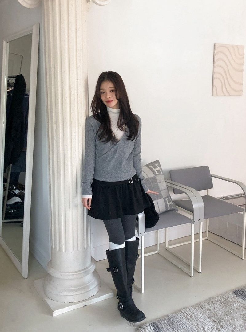 LP Cozy V-neck Wrap Knit (3color)