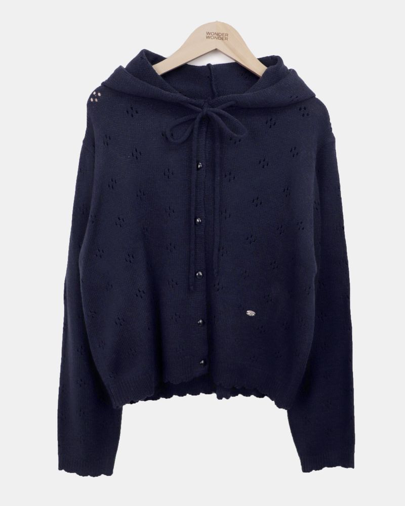Mamel Punching Hood Knit Cardigan
