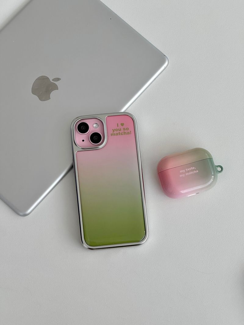 PINK MATCHA Silver Epoxy Case