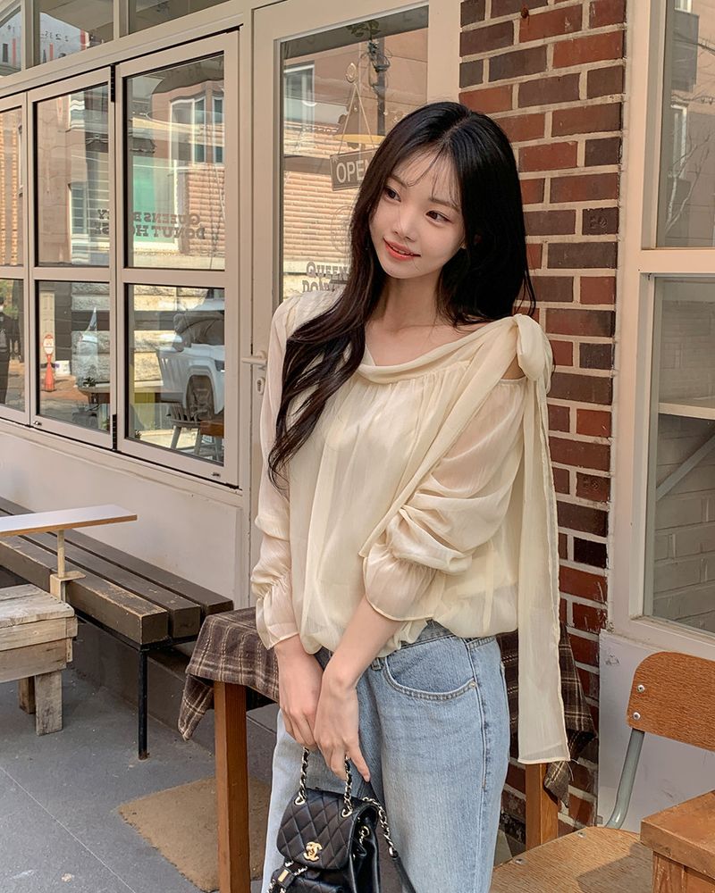 Raty ribbon chiffon blouse