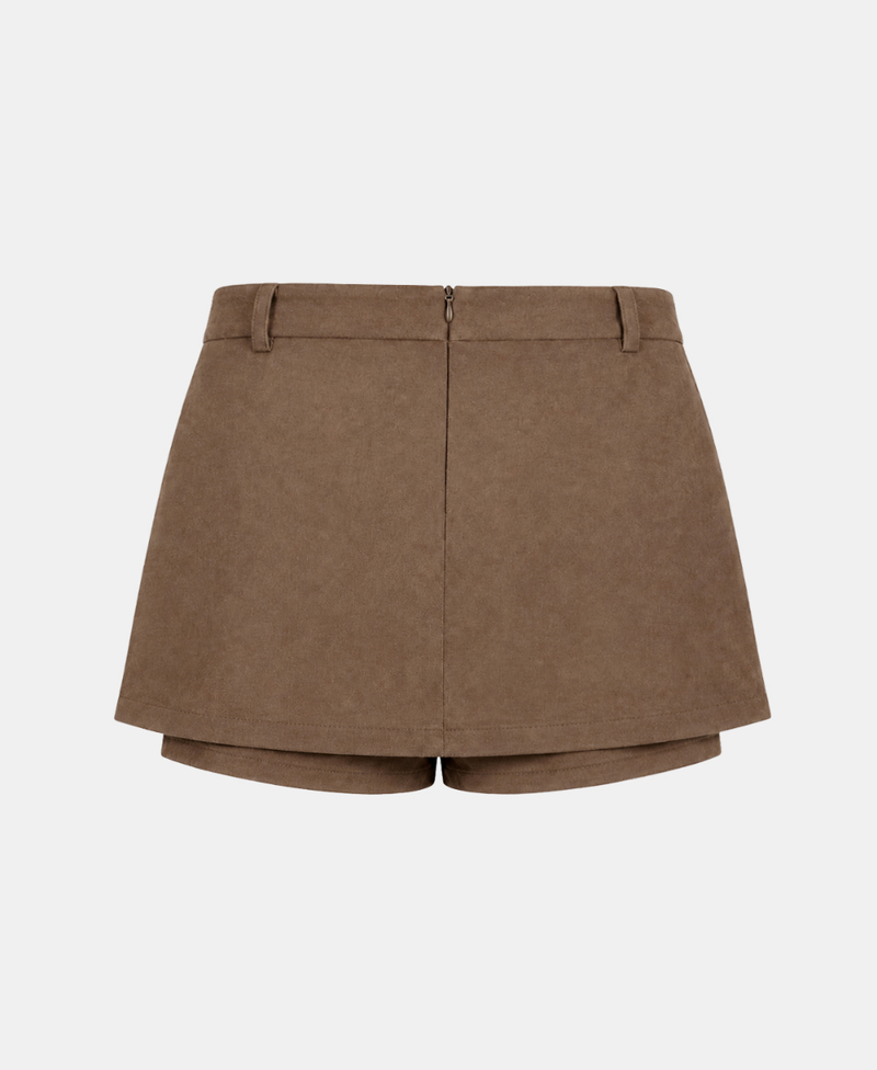 Suede Wrap Mini Skort