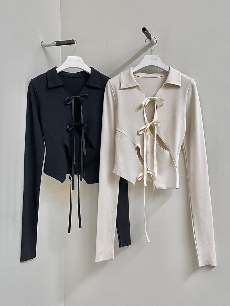 RIBBON COLLAR T-SHIRT