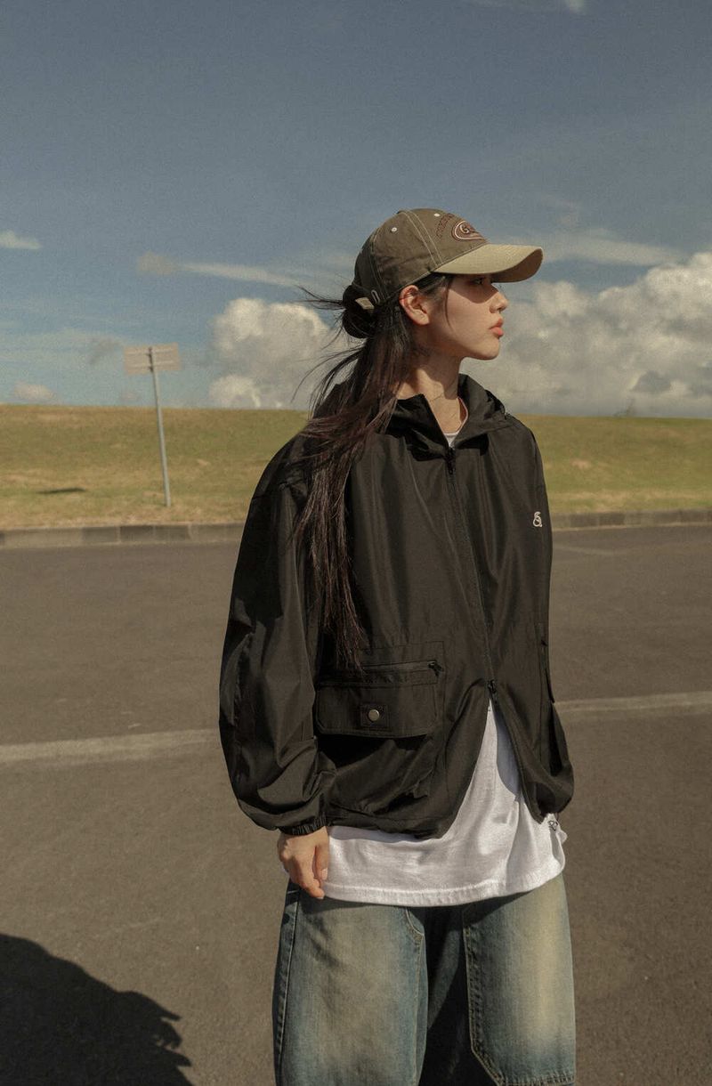 Oversize Pintuck Windbreaker
