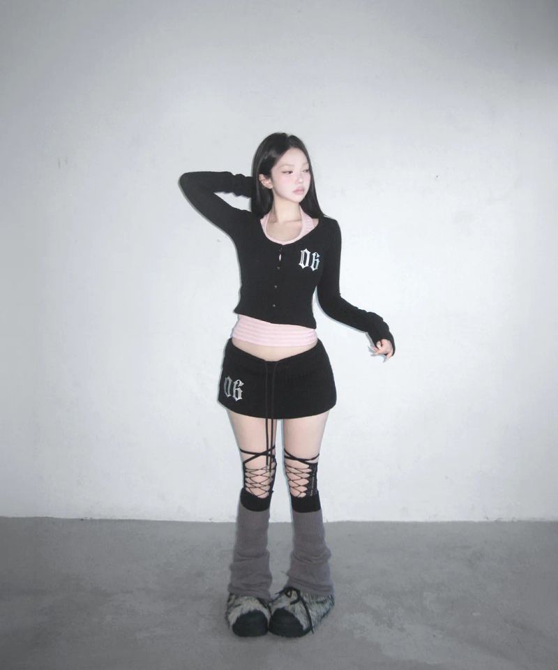 chrome cable knit skpt (3colors)