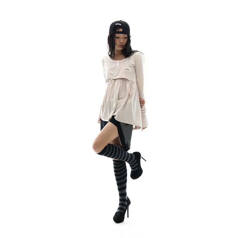 ojos（オホス）の「Layered Bra Flare Top / Pink（Tops）」