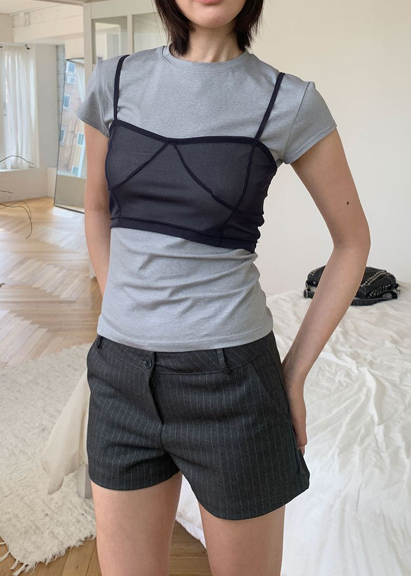 PIN STRIPE LOW SHORTS