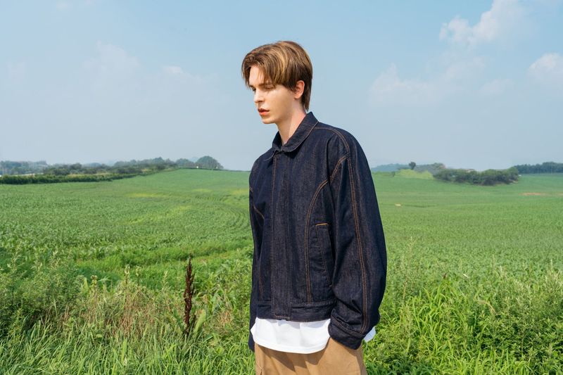 LINE-POINT DENIM BLOUSON