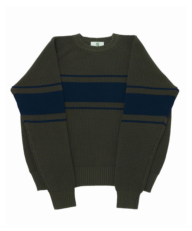 COLOR-LINE 7G KNIT CREW-NECK (Khaki)