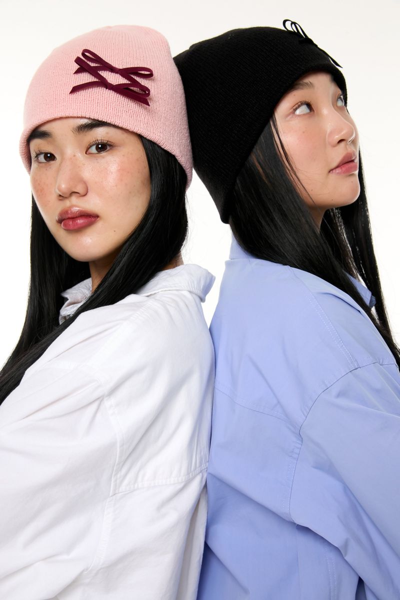 MINI RIBBON BEANIE / PINK