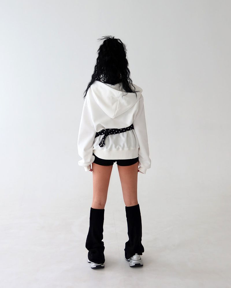 Heart patch oversized-fit hooded zip-up