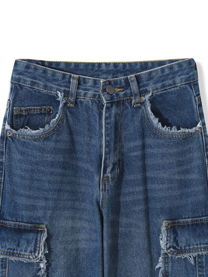 Fringe cargo denim pants(3colors)