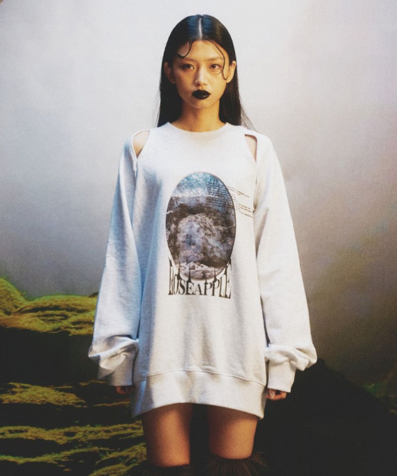 Roseapple（ローズアップル）の「221-CUT-OUT GRAPHIC SWEATSHIRTS(NONE-FLEECE)（Tops）」