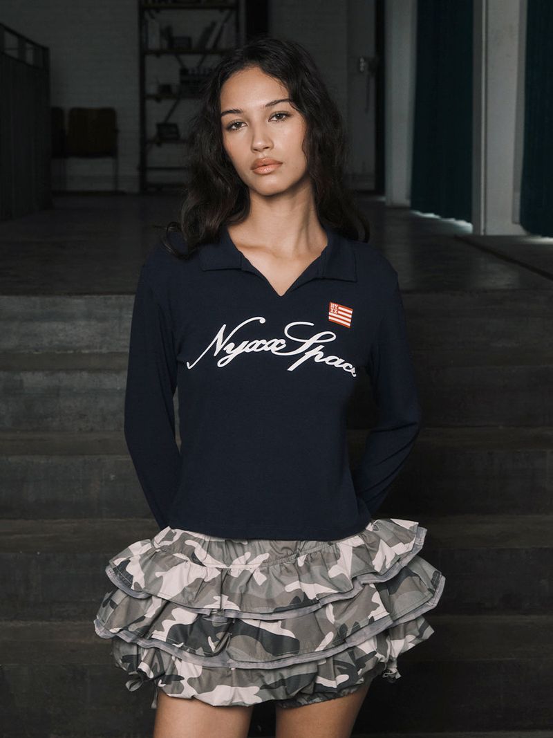 SLIM COLLAR L/S (NAVY)