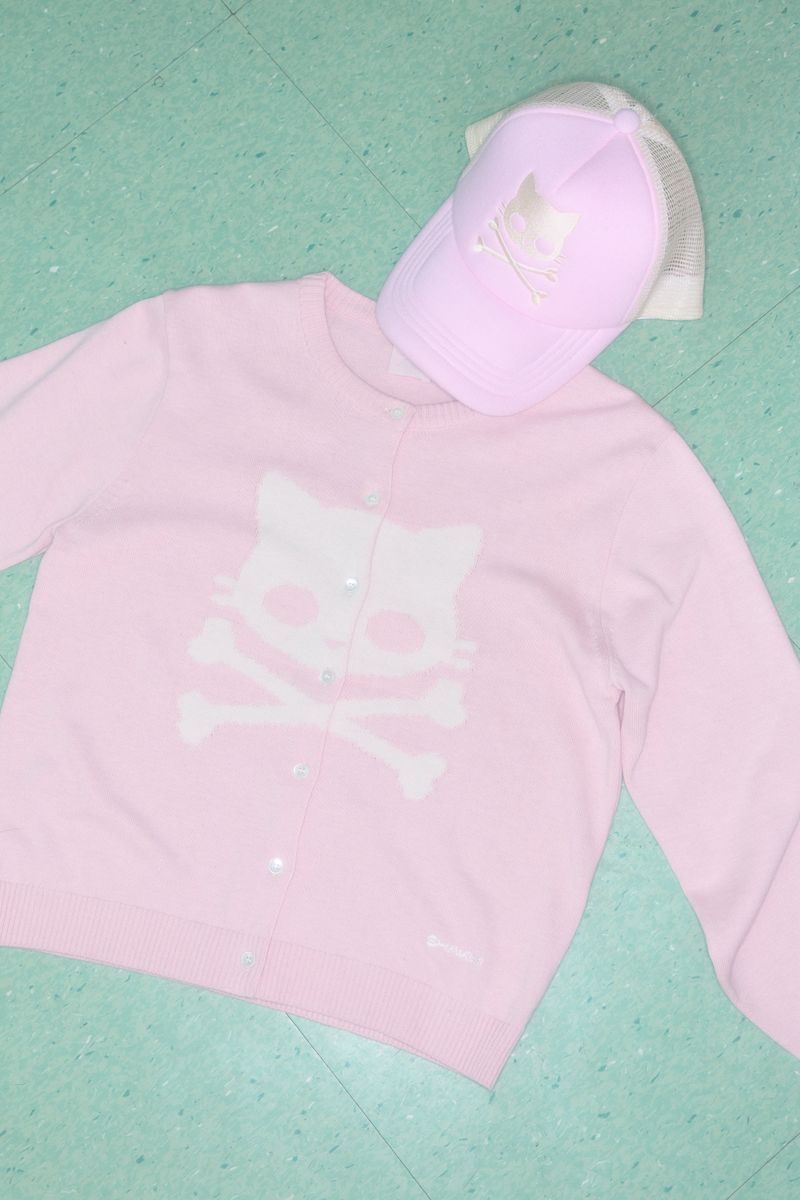 KIRI SKULL KNIT CARDIGAN (PINK)